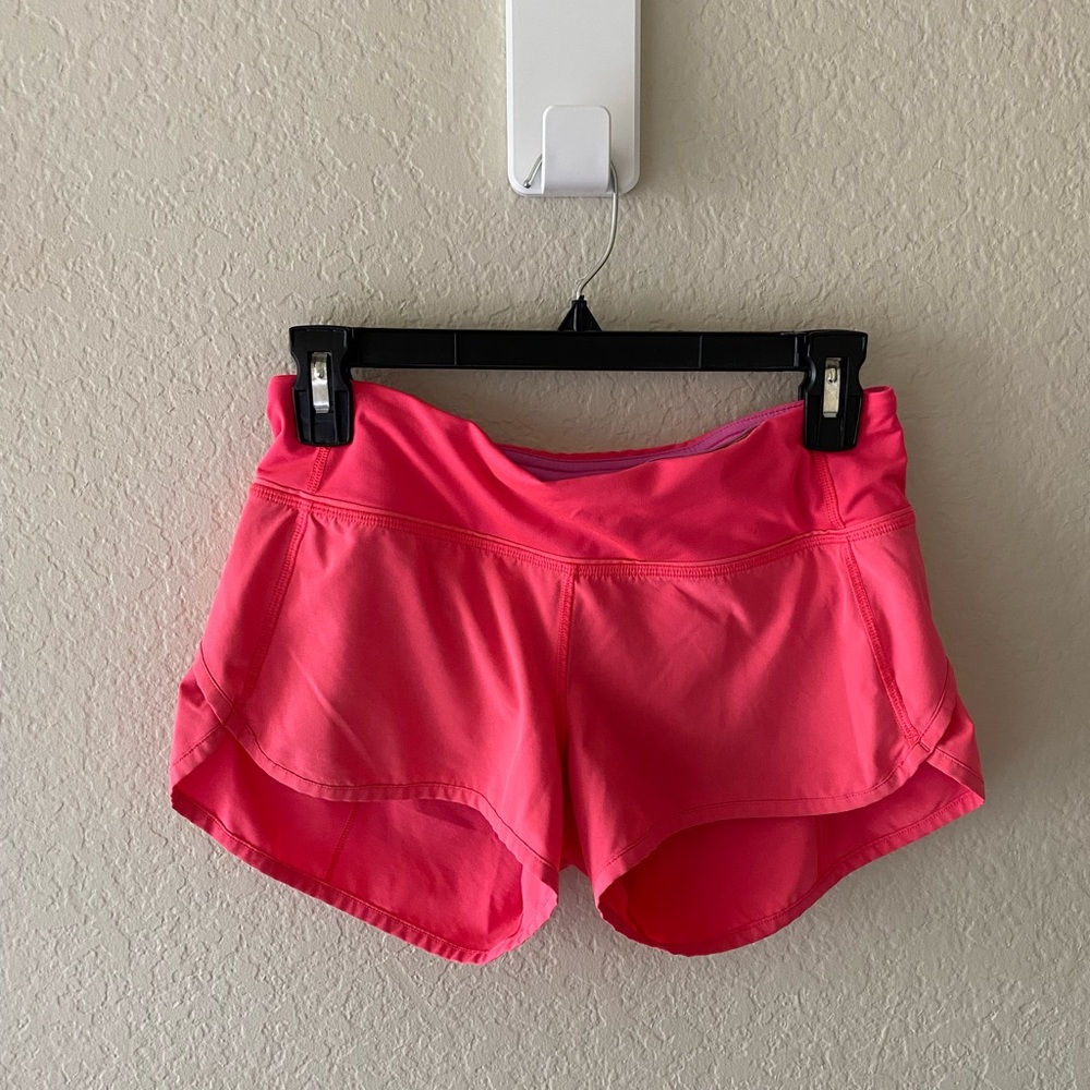 Pink lululemon workout shorts